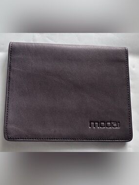Moda Spana Minimalist Gray Bifold Card Leather Wallet Dark Gray